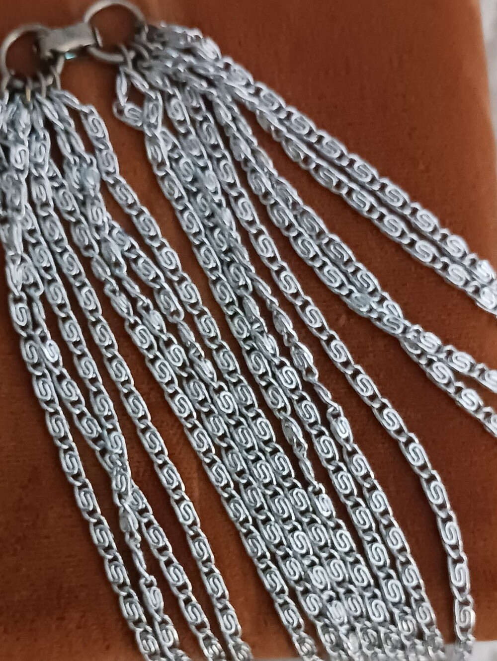 Sarah Cov Vintage Silver Cascade Multi-Chain Statement Necklace